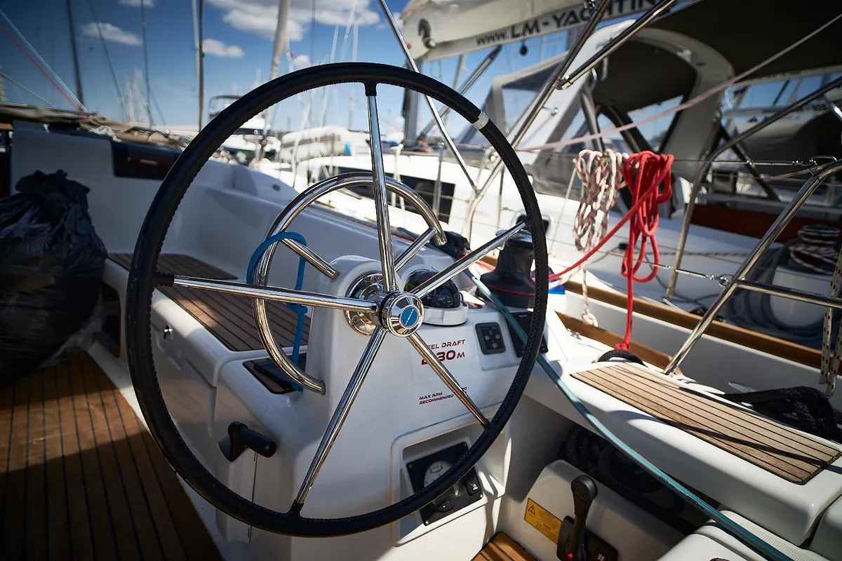 Cockpit of Nina, a Jeanneau Sun Odyssey 449 sailboat at Biograd na Moru, Croatia