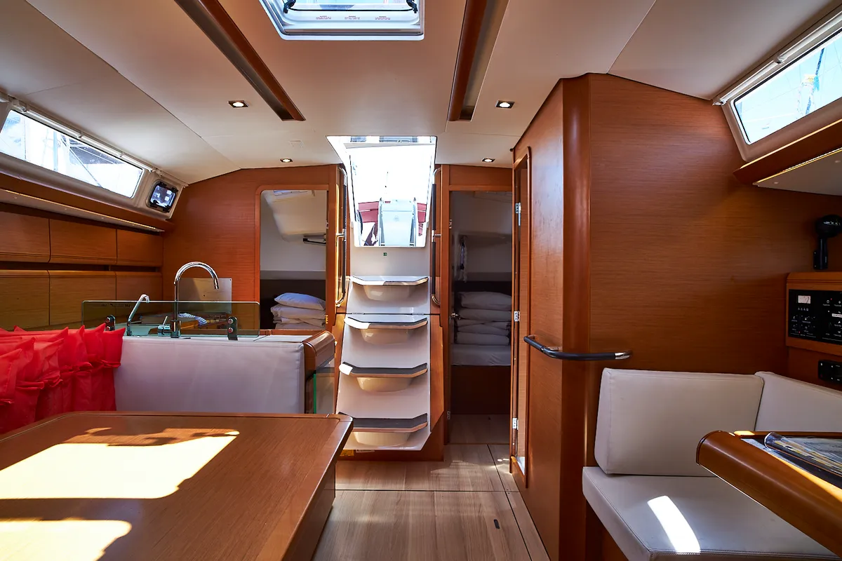 Salon of Nina, a Jeanneau Sun Odyssey 449 sailboat at Biograd na Moru, Croatia