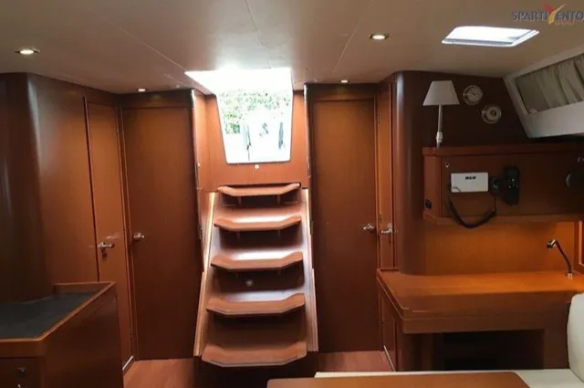 Salon of Sharel, a Beneteau Oceanis 48 sailboat at La Spezia, Italy