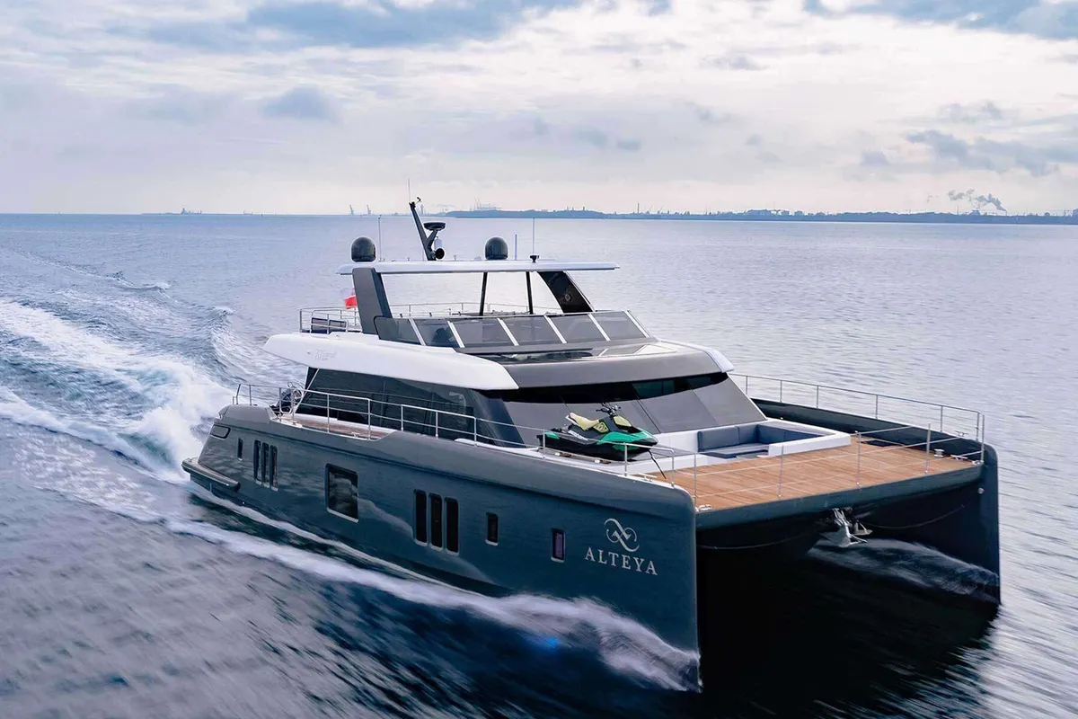 Alteya, a Sunreef 70 Power catamaran at Athens, Greece