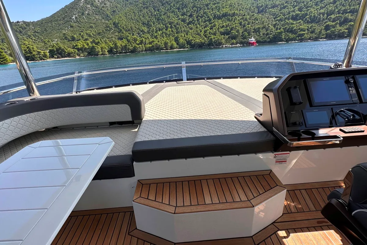 Cockpit of PARADISE, a Galeon 680 Fly motor yacht at Dubrovnik, Croatia