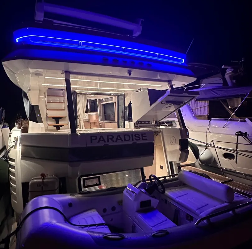 Exterior view of PARADISE, a Galeon 680 Fly motor yacht at Dubrovnik, Croatia