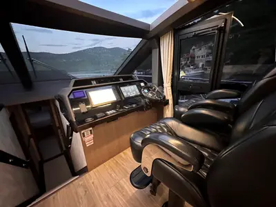 Cockpit of PARADISE, a Galeon 680 Fly motor yacht at Dubrovnik, Croatia