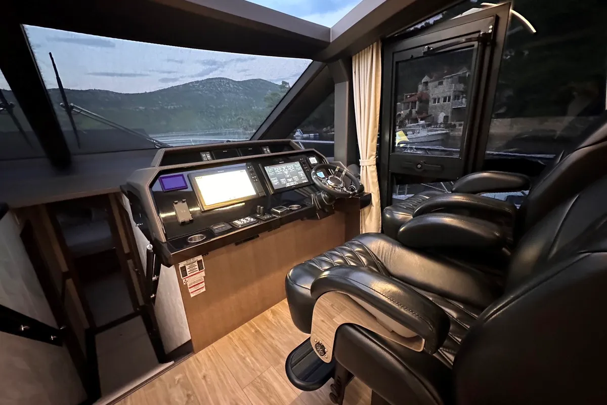 Cockpit of PARADISE, a Galeon 680 Fly motor yacht at Dubrovnik, Croatia