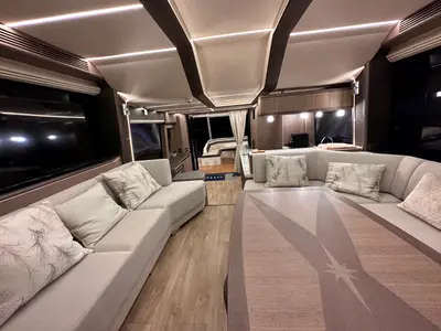 Salon of PARADISE, a Galeon 680 Fly motor yacht at Dubrovnik, Croatia