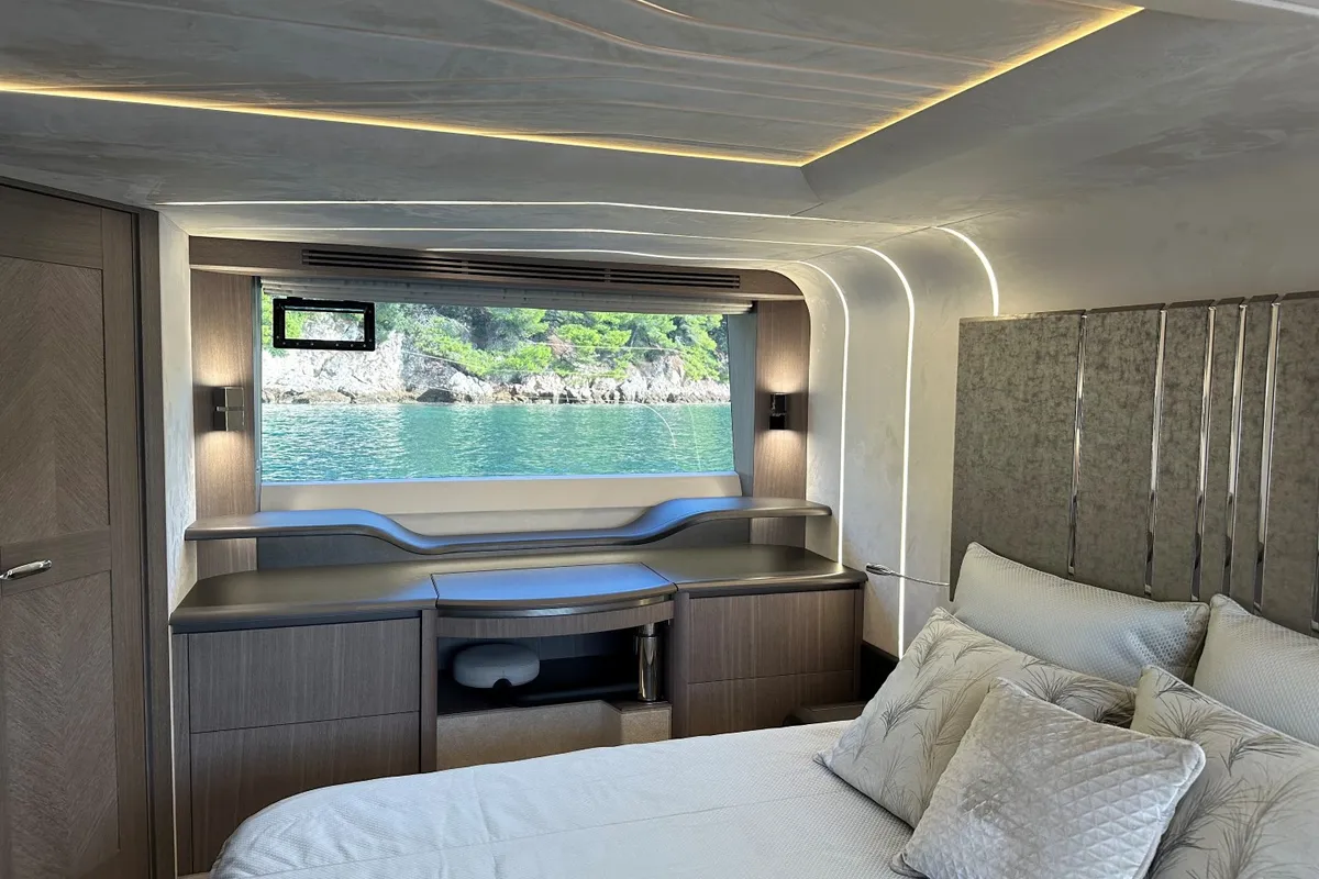 Cabin on PARADISE, a Galeon 680 Fly motor yacht at Dubrovnik, Croatia