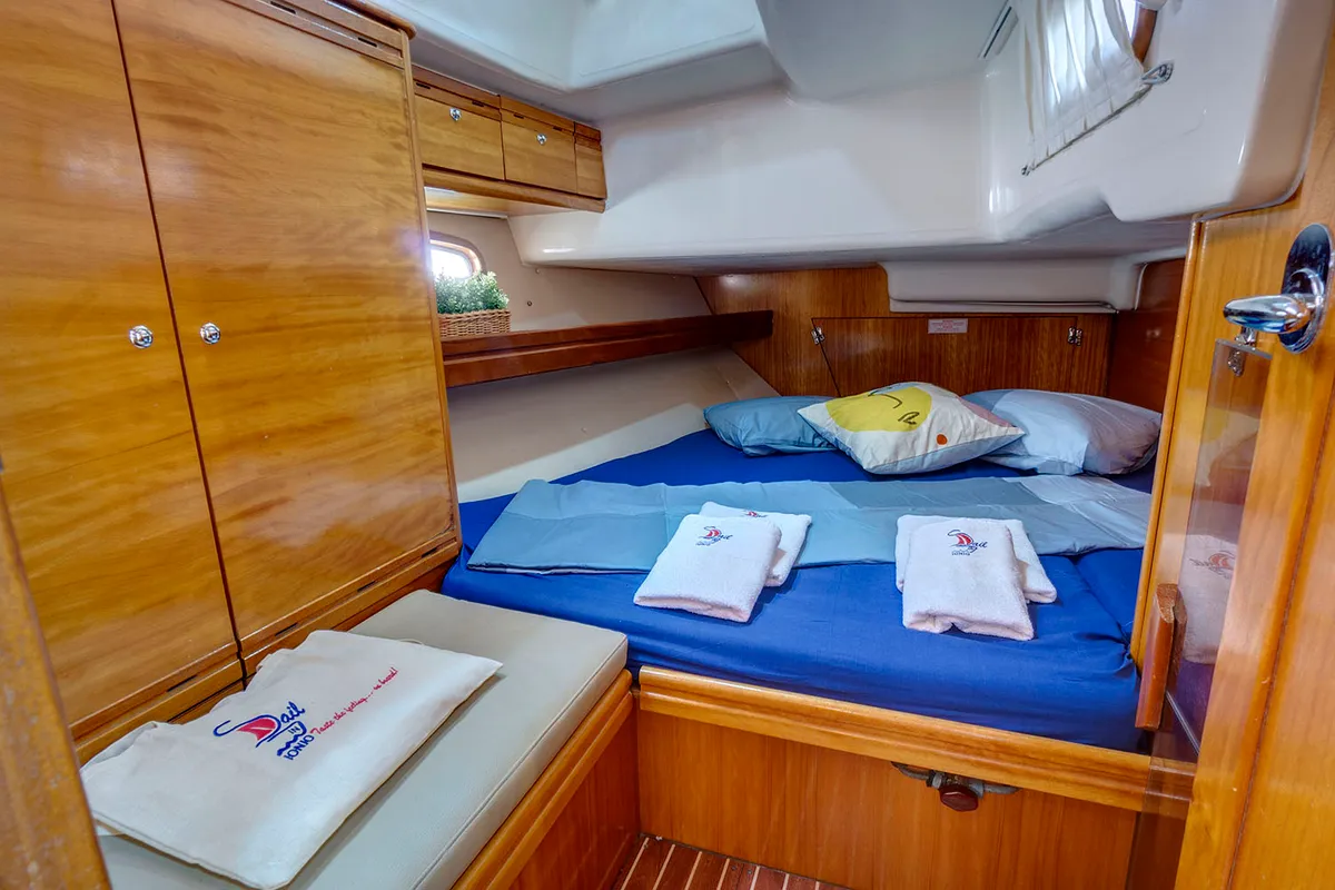 Cabin on La Luna, a Bavaria 46 Cruiser sailboat at Municipal Unit of Lefkada, Greece