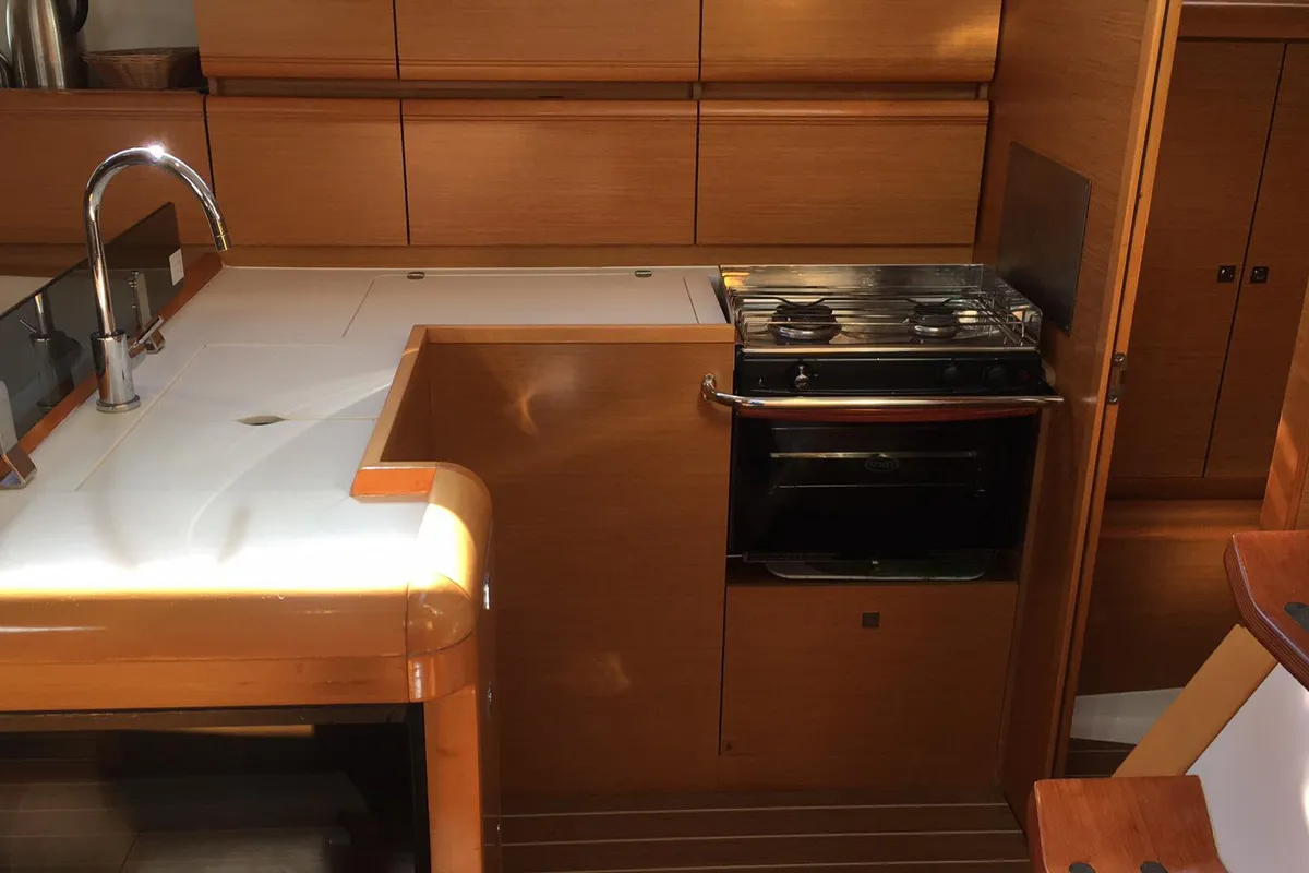 Galley of Kontiki, a Jeanneau Sun Odyssey 439 sailboat at Lavrion, Greece