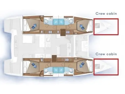 Floor plan of Xhenia, a Lagoon 46 catamaran at Kos, Greece