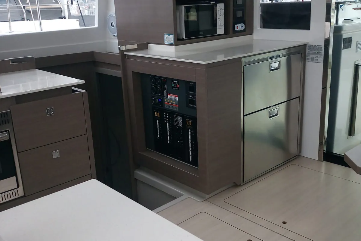 Galley of Mitsu, a Leopard 42 catamaran at Cannigione, Italy