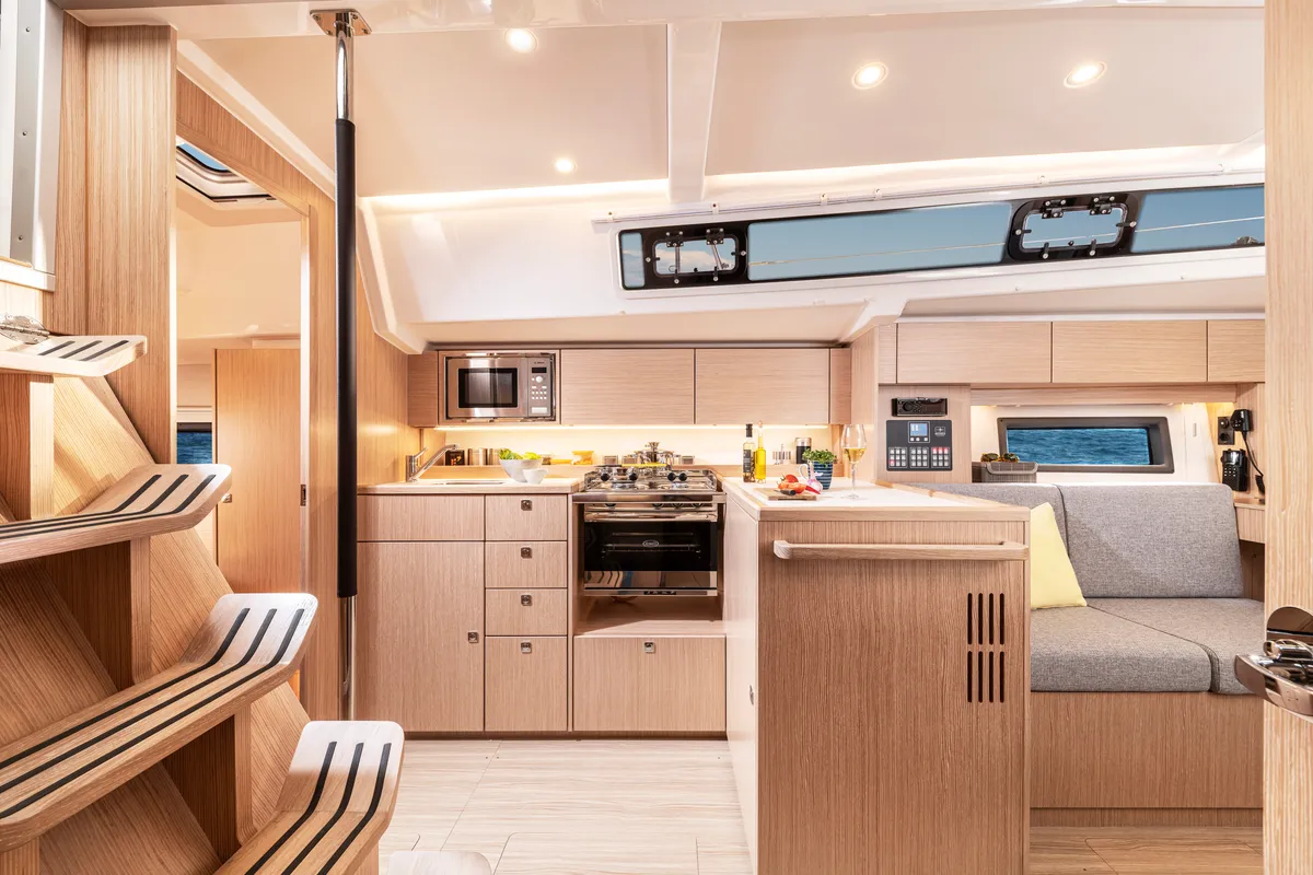 Galley of Jetset 06, a Bavaria C38 sailboat at Mai Khao, Thailand