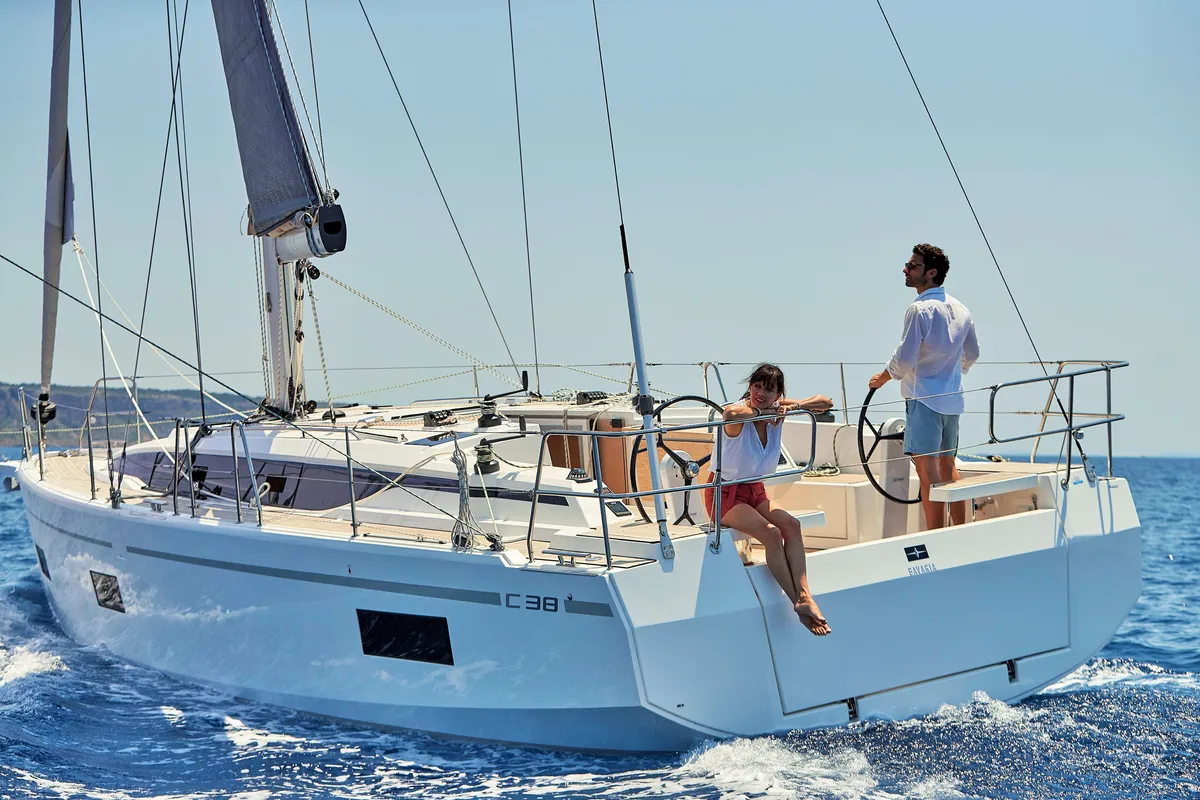Exterior view of Jetset 06, a Bavaria C38 sailboat at Mai Khao, Thailand