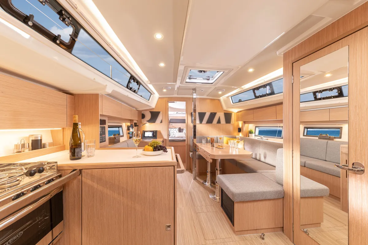 Galley of Jetset 06, a Bavaria C38 sailboat at Mai Khao, Thailand