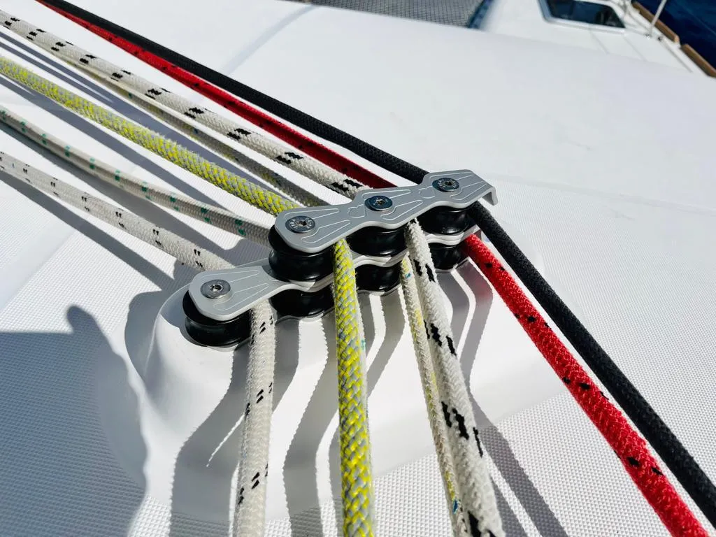 Deck of Belle, a Lagoon 450 Sport catamaran at Alameda, United States