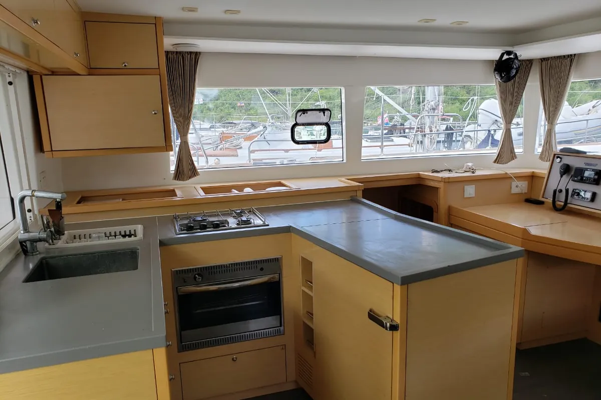 Galley of Belle, a Lagoon 450 Sport catamaran at Alameda, United States