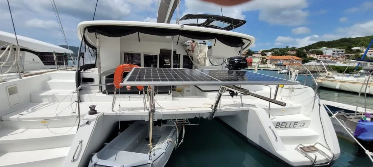 Exterior view of Belle, a Lagoon 450 Sport catamaran at Alameda, United States