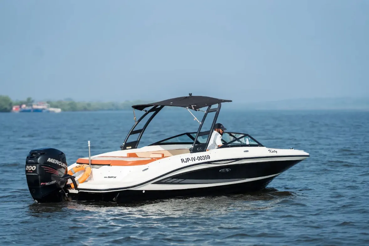 Exterior view of Katy, a Sea Ray SPX 210 motorboat at Panaji, India