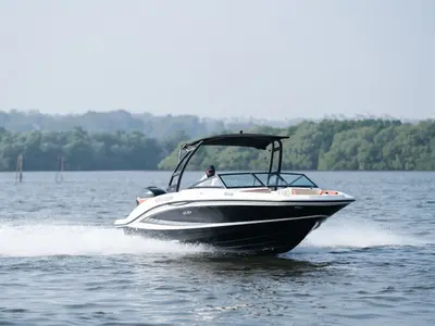 Exterior view of Katy, a Sea Ray SPX 210 motorboat at Panaji, India