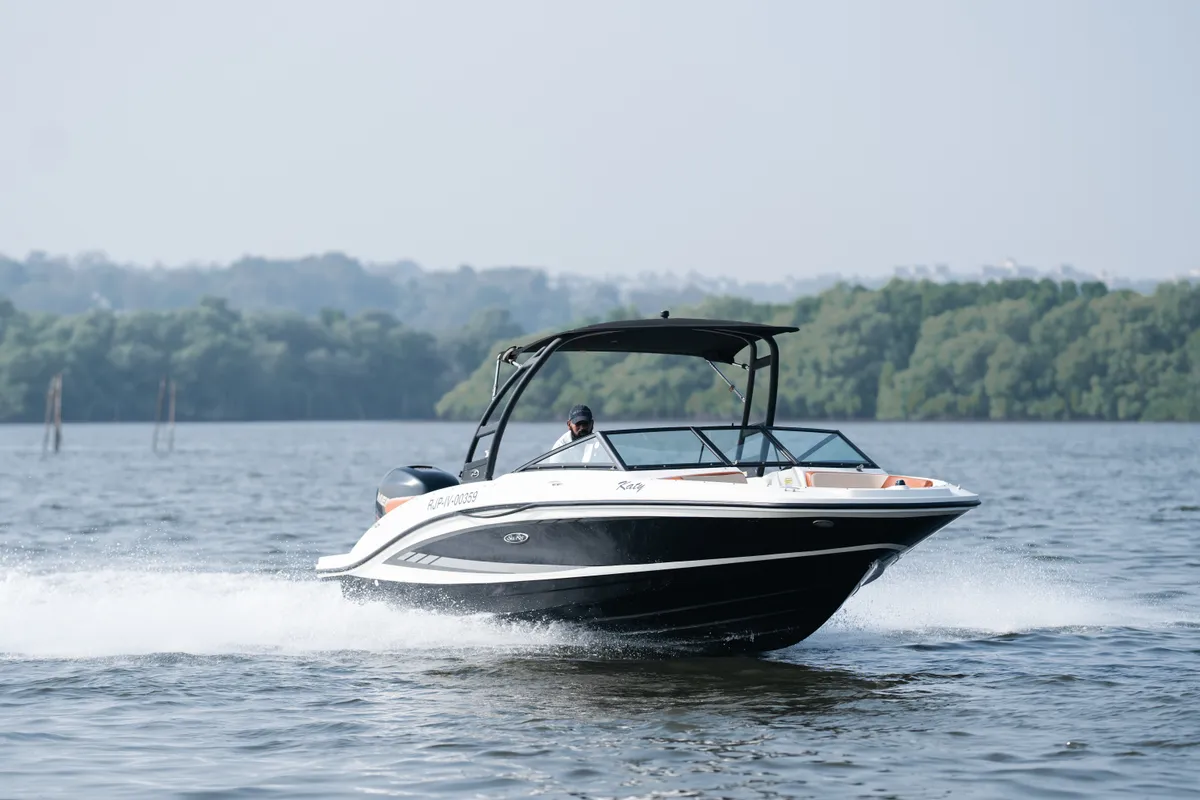 Exterior view of Katy, a Sea Ray SPX 210 motorboat at Panaji, India