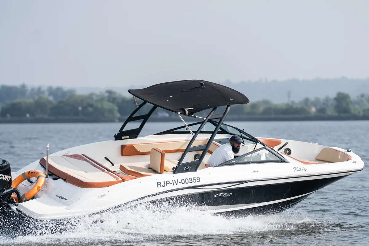 Exterior view of Katy, a Sea Ray SPX 210 motorboat at Panaji, India