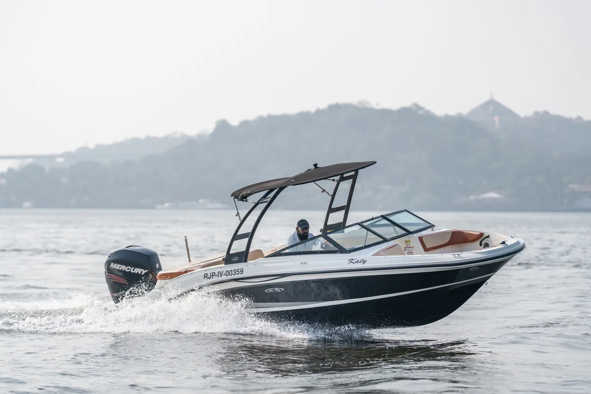 Exterior view of Katy, a Sea Ray SPX 210 motorboat at Panaji, India