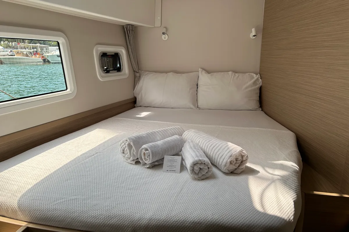 Cabin on Kami, a Lagoon 42 catamaran at Fethiye, Turkey