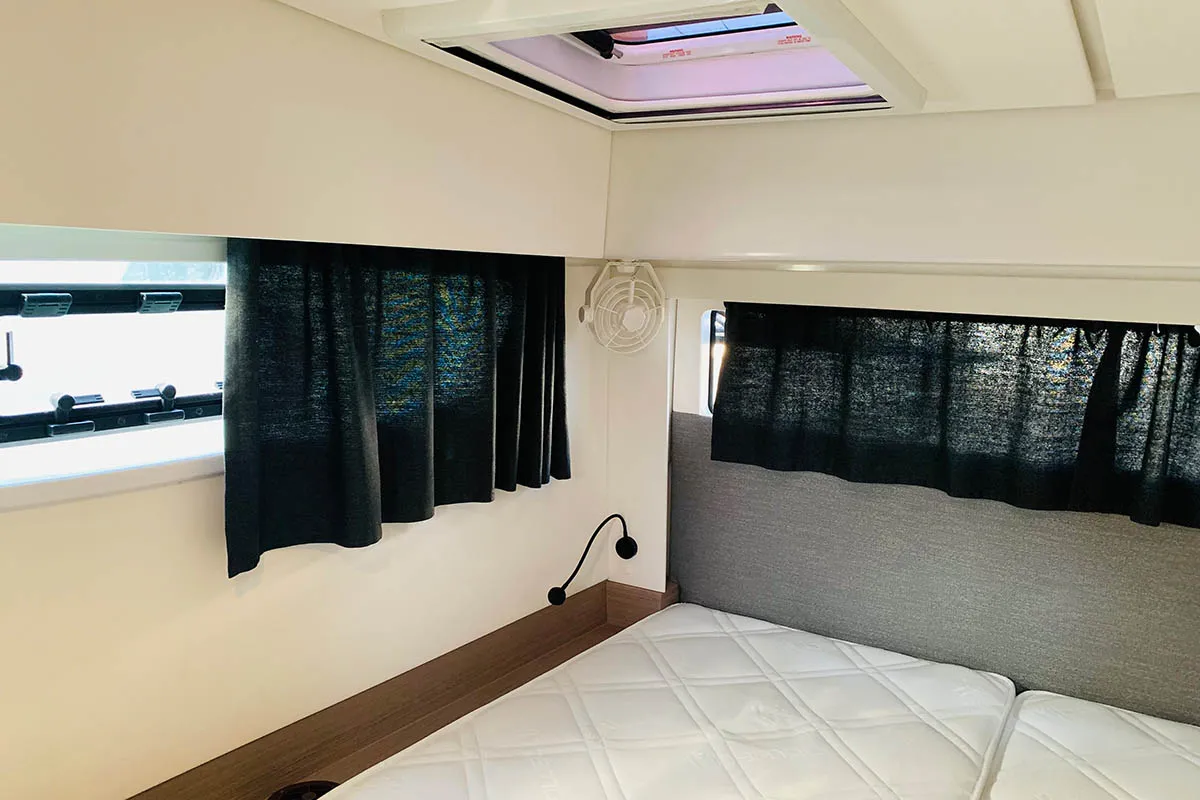 Cabin on Nahoa, a Fountaine Pajot Elba 45 catamaran at Athens, Greece