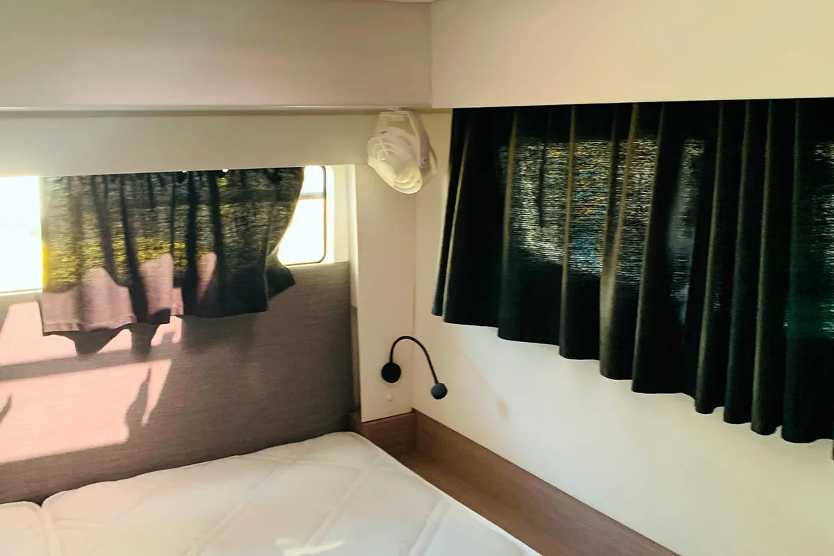 Cabin on Nahoa, a Fountaine Pajot Elba 45 catamaran at Athens, Greece