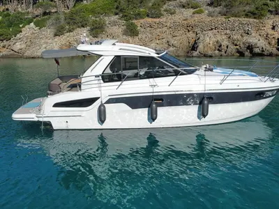 Smiley, a Bavaria 33 Sport HT motorboat at Punat, Croatia