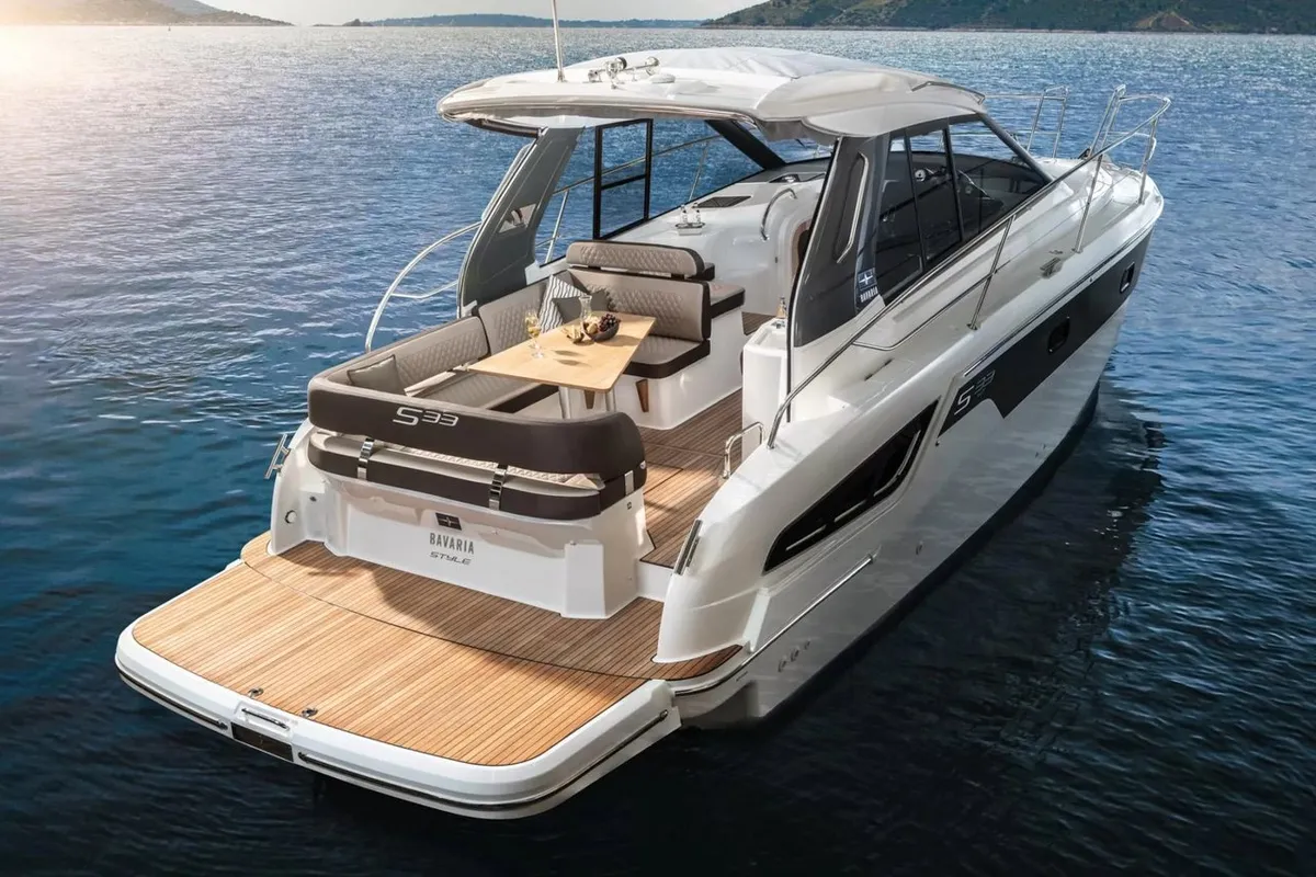Smiley, a Bavaria 33 Sport HT motorboat at Punat, Croatia