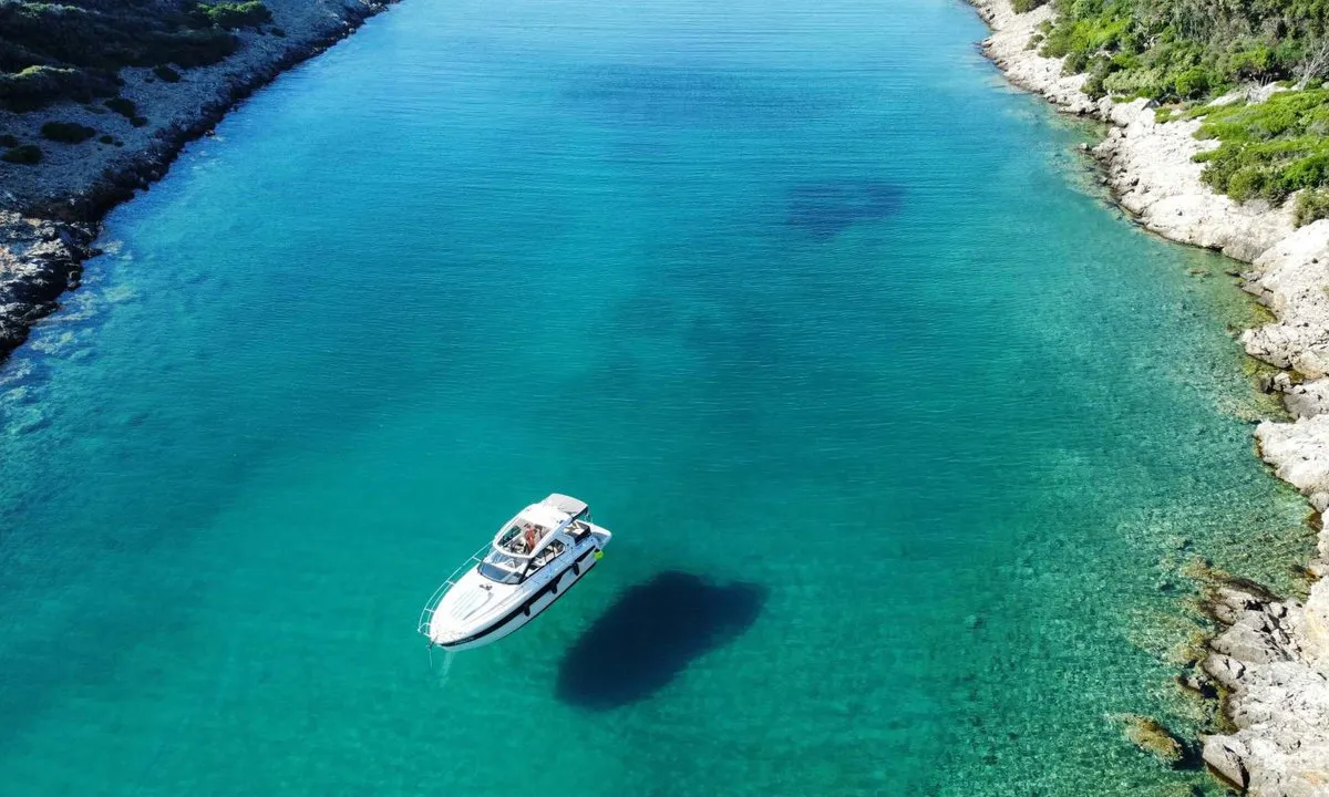 Smiley, a Bavaria 33 Sport HT motorboat at Punat, Croatia