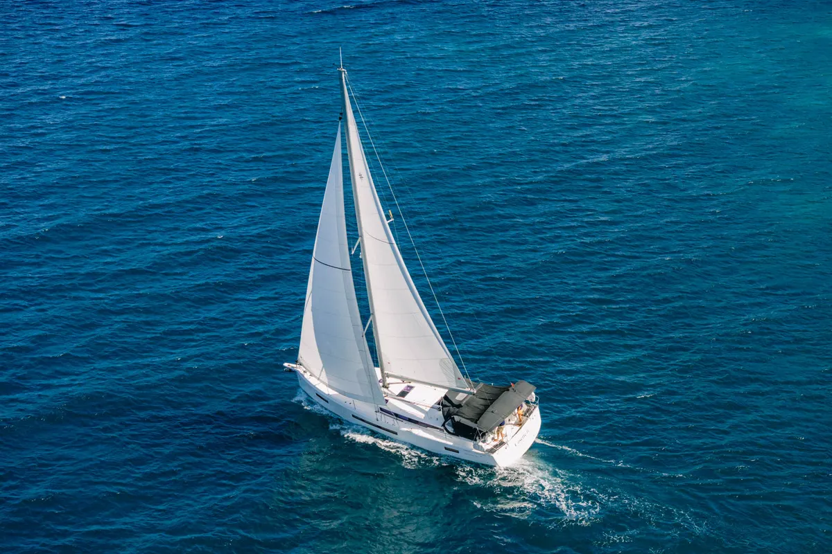 Exterior view of Cosette II, a Jeanneau Sun Odyssey 490 sailboat at Road Town, British Virgin Islands