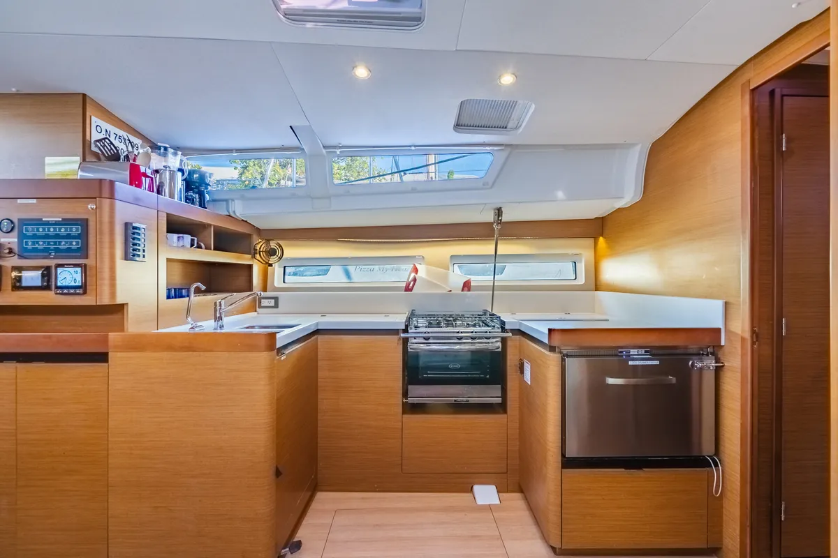 Galley of Cosette II, a Jeanneau Sun Odyssey 490 sailboat at Road Town, British Virgin Islands