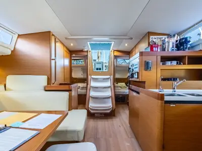 Salon of Cosette II, a Jeanneau Sun Odyssey 490 sailboat at Road Town, British Virgin Islands