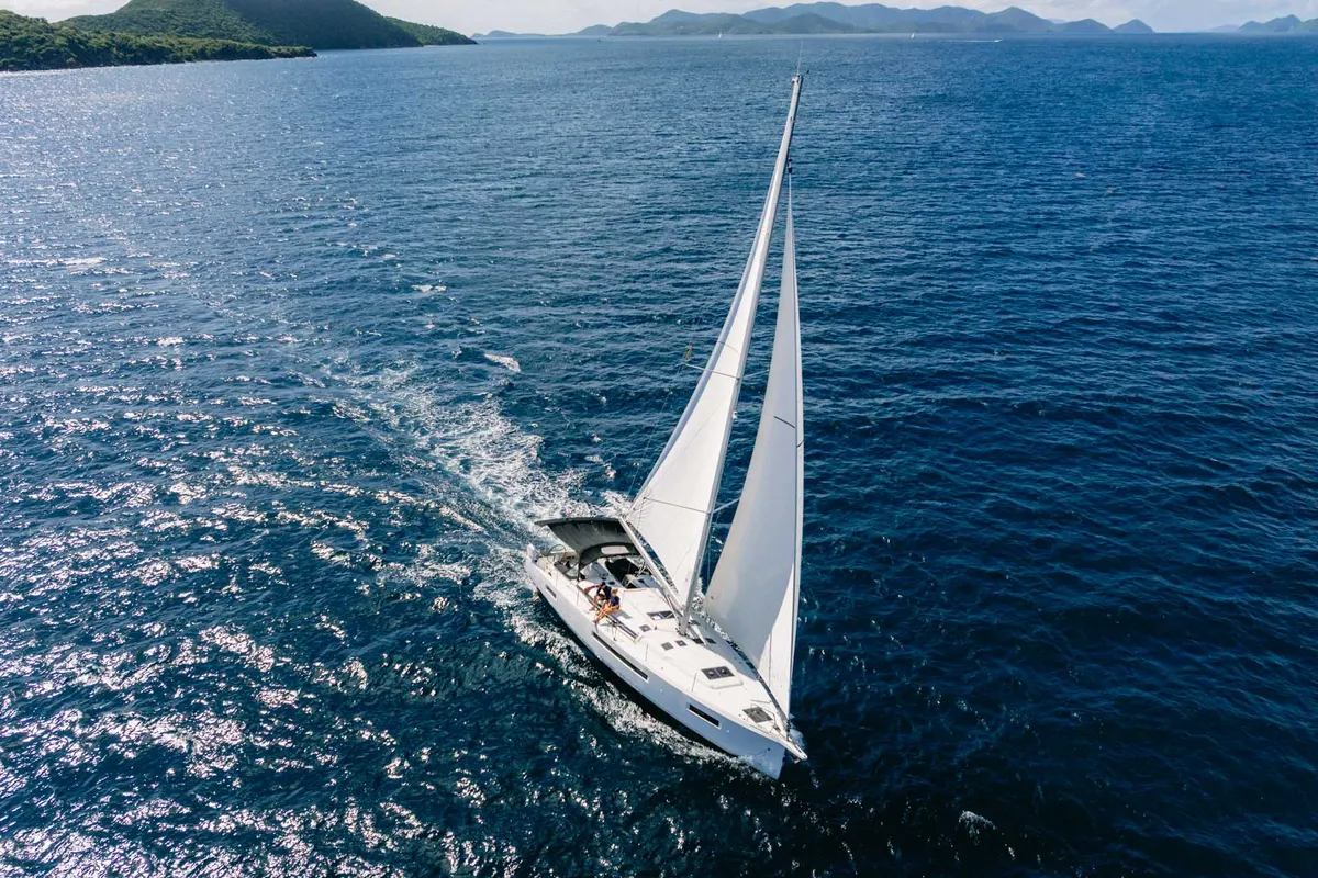 Exterior view of Cosette II, a Jeanneau Sun Odyssey 490 sailboat at Road Town, British Virgin Islands