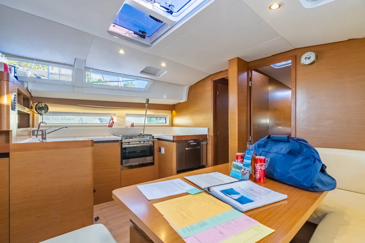 Salon of Cosette II, a Jeanneau Sun Odyssey 490 sailboat at Road Town, British Virgin Islands