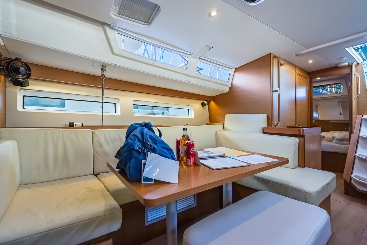 Salon of Cosette II, a Jeanneau Sun Odyssey 490 sailboat at Road Town, British Virgin Islands