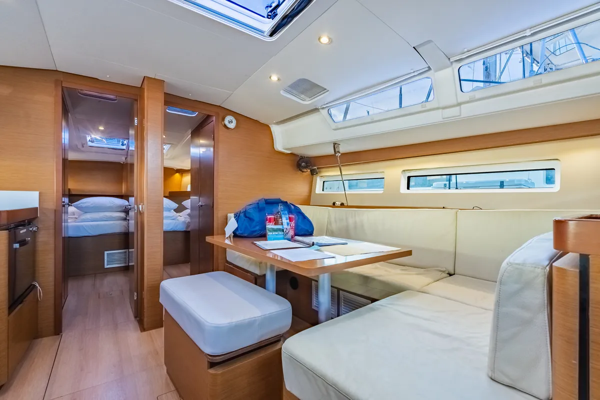 Salon of Cosette II, a Jeanneau Sun Odyssey 490 sailboat at Road Town, British Virgin Islands