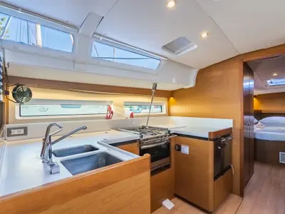 Galley of Cosette II, a Jeanneau Sun Odyssey 490 sailboat at Road Town, British Virgin Islands