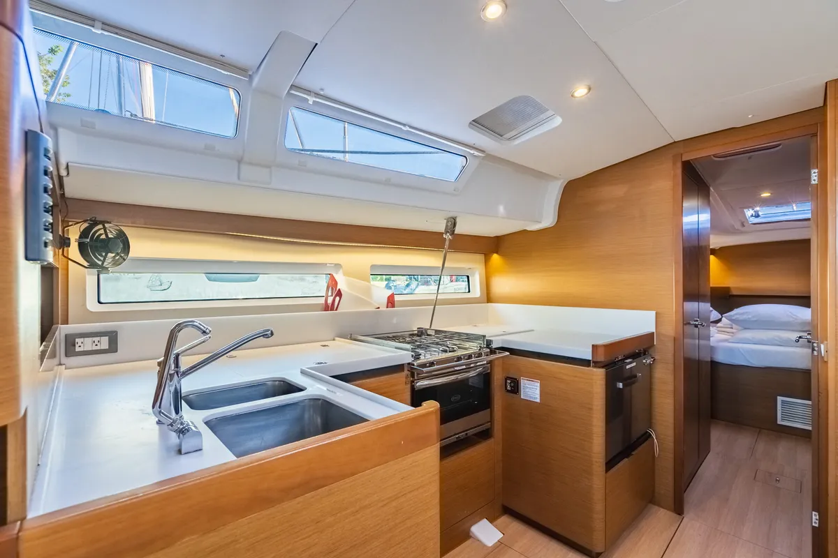 Galley of Cosette II, a Jeanneau Sun Odyssey 490 sailboat at Road Town, British Virgin Islands