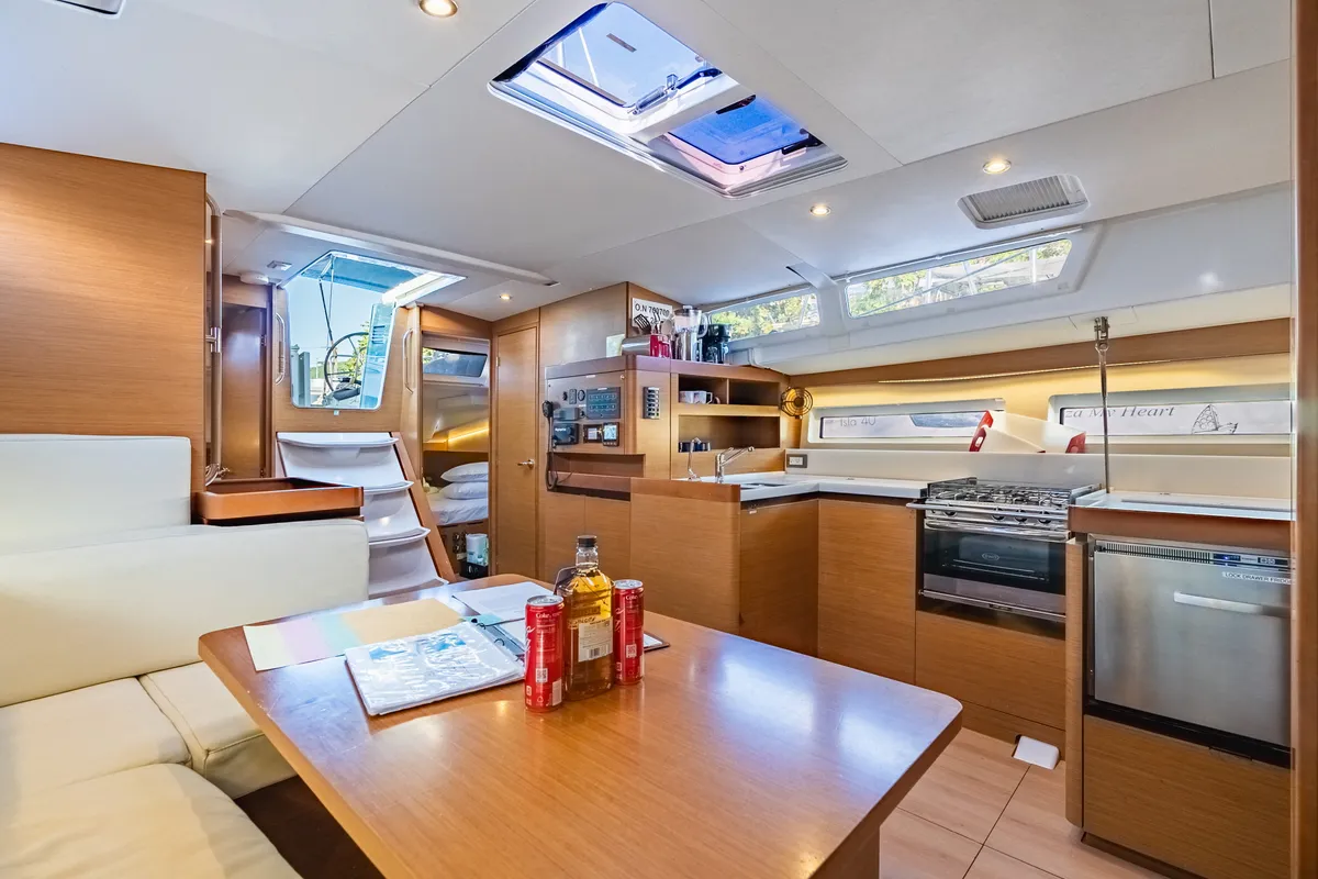 Salon of Cosette II, a Jeanneau Sun Odyssey 490 sailboat at Road Town, British Virgin Islands
