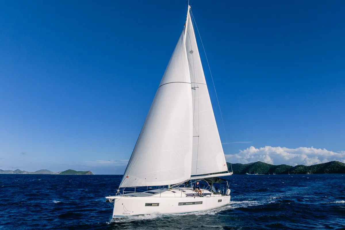 Exterior view of Cosette II, a Jeanneau Sun Odyssey 490 sailboat at Road Town, British Virgin Islands
