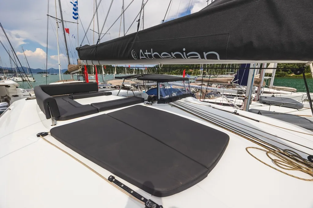 Emerald, a Lagoon 43 catamaran at Ellomenos, Greece