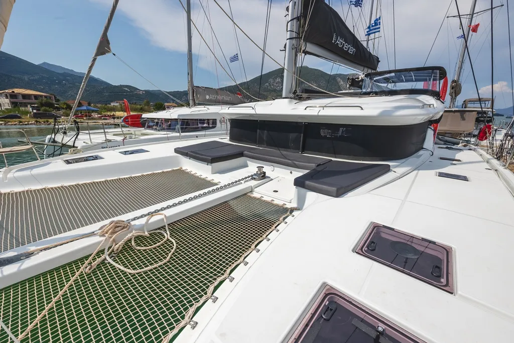 Emerald, a Lagoon 43 catamaran at Ellomenos, Greece
