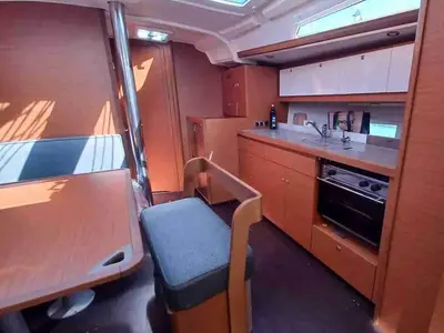 Galley of San Luis Blues, a Dufour 430 sailboat at Rodi Garganico, Italy