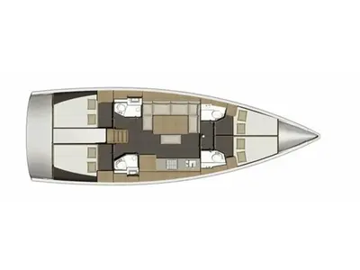 Floor plan of Cosmopolitan, a Dufour 460 Grand Large sailboat at Municipal Unit of Apollonioi, Greece