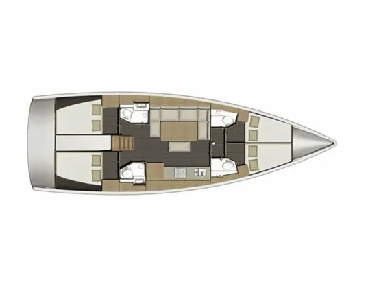 Floor plan of Cosmopolitan, a Dufour 460 Grand Large sailboat at Municipal Unit of Apollonioi, Greece