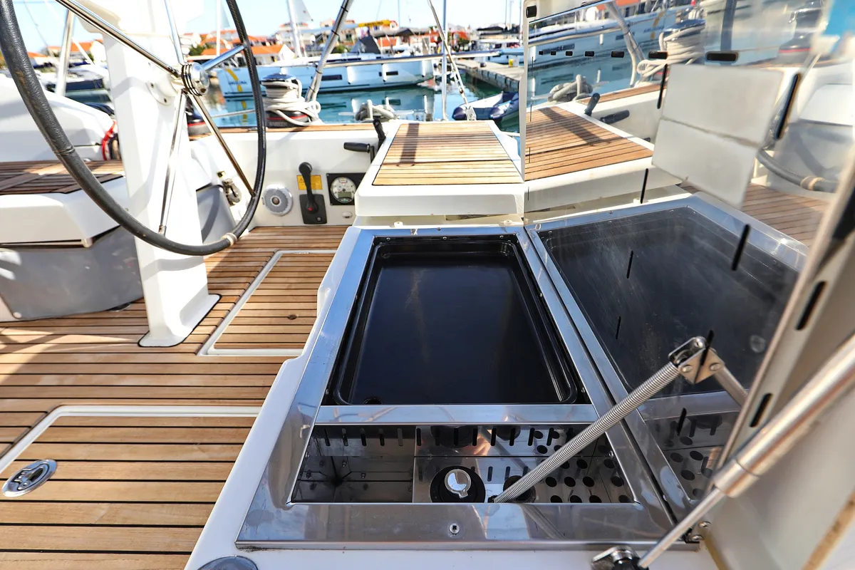 Deck of Saturn, a Beneteau Oceanis 46.1 sailboat at Grad Vodice, Croatia