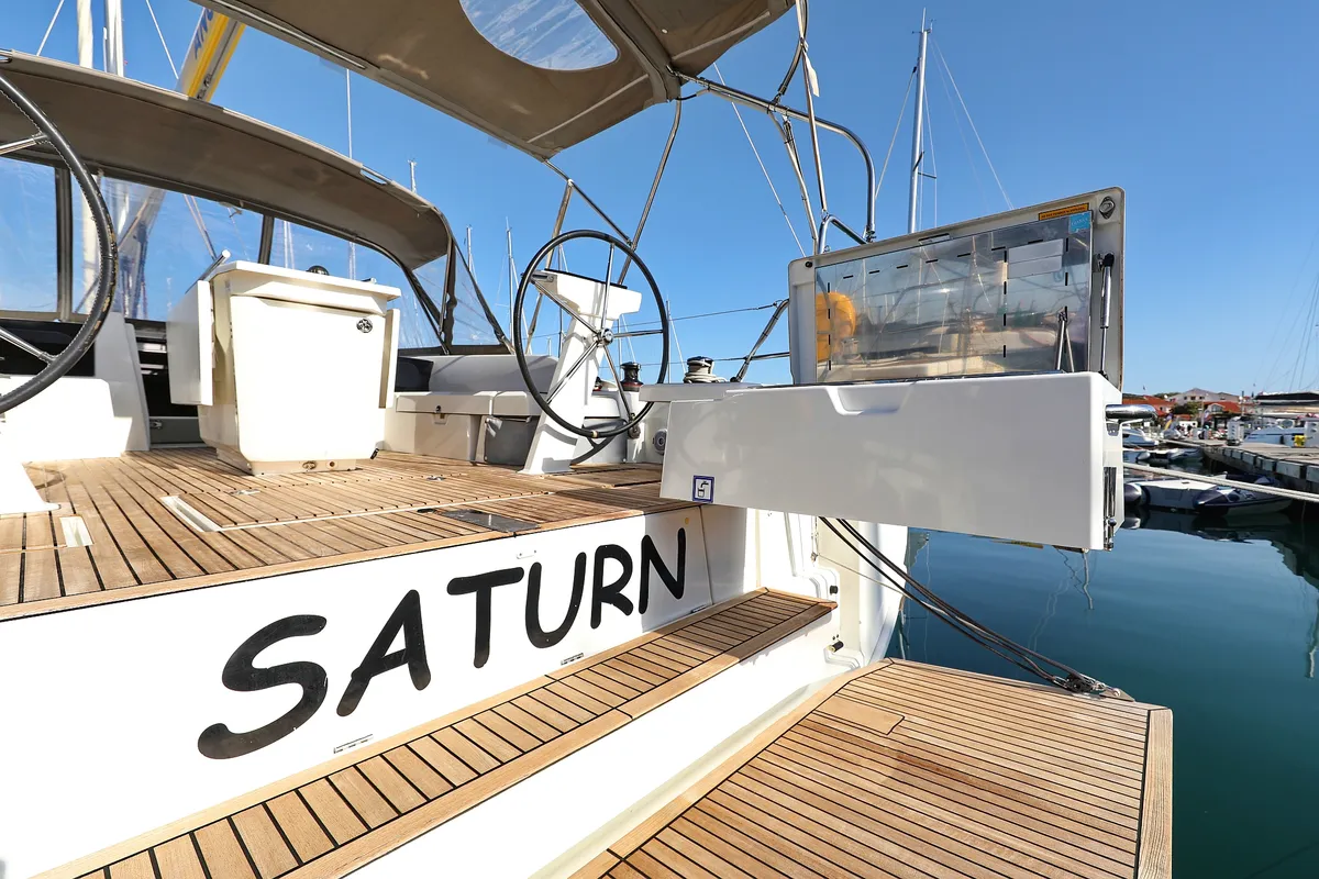 Deck of Saturn, a Beneteau Oceanis 46.1 sailboat at Grad Vodice, Croatia
