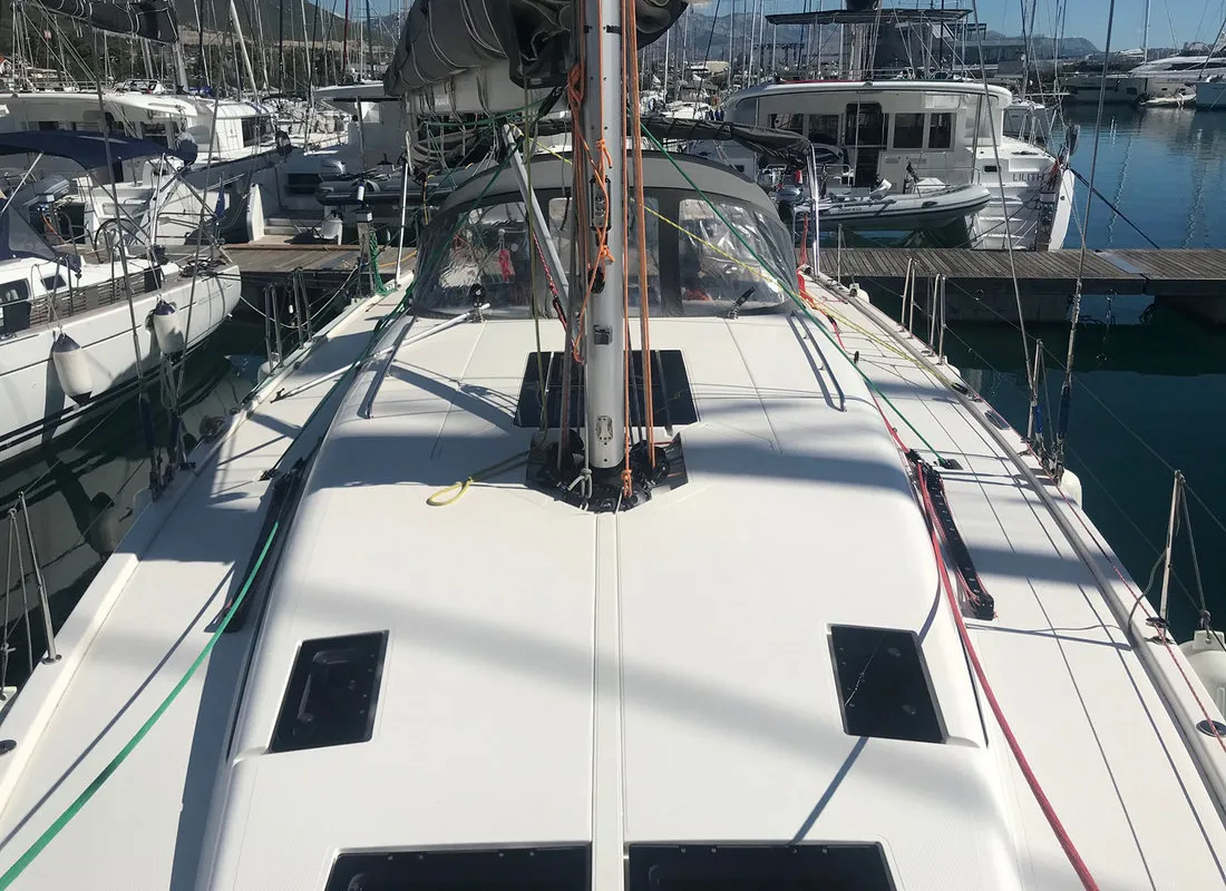 Deck of More Amore, a More 55 sailboat at Grad Kaštela, Croatia